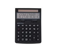 MAUL Calculadora de mesa ECO 850 negra solar LCD 12 dígitos | pantalla inclinada de fácil lectura, teclas cómodas fáciles de limpiar, apagado automático, memoria Grand Total