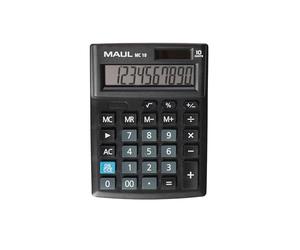 MAUL Calculadora de Mesa MC 10 Negra 10 dígitos Pantalla Inclinada | lectura cómoda, uso fiable diario, corrección rápida, doble cero práctico, diseño compacto, pila incluida