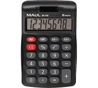 MAUL Calculadora MJ450, Pantalla Grande, 8 dígitos, Funciones estándar para Oficina, hogar, Escuela, Teclas de función de Color, energía Solar, batería Negra