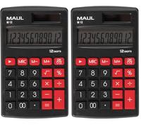 Maul calculadora M12 | Calculadora Basica con Pantalla de 12 dígitos | Calculadora Solar con utilización de la Pila en la Oscuridad | Calculadora pequeña 11,5 x 7 x 1 cm | Negro (Paquete de 2)