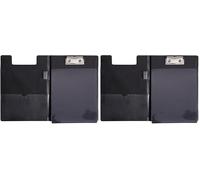 Maul Carpeta portapapeles con cubierta de aluminio y protección anticopia, DIN A5 alto, bolsillo interior, ancho de sujeción de 8 mm, negro, 2339790 (Paquete de 2)