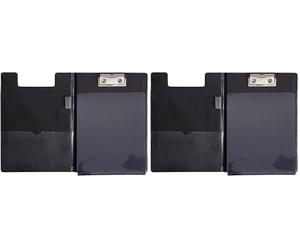 Maul Carpeta portapapeles con cubierta de aluminio y protección anticopia, DIN A5 alto, bolsillo interior, ancho de sujeción de 8 mm, negro, 2339790 (Paquete de 2)