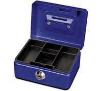MAUL caja fuerte de acero 12,5 x 9,5 x 6,1 cm | Caja caudales con cerradura | Caja registradora con ranura para monedas | Caja con 2 llaves | Caja registradora robusta con asa | Azul