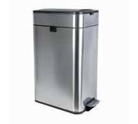 MAUL Cubo de basura con pedal MAULwing de 40 l | Cubo de basura de acero inoxidable con pedal | Tapa de cierre suave con filtro de olores | Cubo de basura para oficina, baño, cocina | 45,6 x 27,7 x