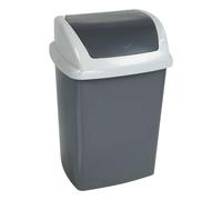 Maul Cubo de basura con tapa MAULswing 10 l, cubo de basura de plástico resistente, cubo de basura con tapa basculante extraíble, organizador para oficina, baño, cocina, 25 x 20 x 37 cm, color gris
