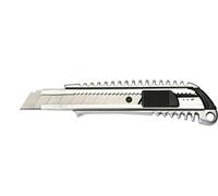 MAUL Cúter metálico 18 mm plata con hoja afilada | agarre robusto de zinc, avance de hoja preciso, bloqueo por clic seguro, ojal para colgar, cuchilla reemplazable