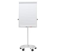 MAUL Flipchart MAULoffice, Pie redondo, fabricado en Alemania, móvil, enrollable, magnético, altura regulable, soporte de bloque, color blanco