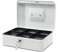 MAUL Geldkassette, weiß, Maße: (B)250 x (T)190 x (H)90 mm | acceso controlado con 2 llaves, interior ordenado para cambio, formato compacto para mostrador, cuerpo resistente