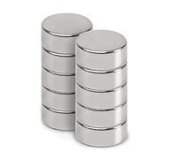 MAUL Imán de neodimio de 12 x 5 mm de diámetro (10 unidades), Imanes para un uso versátil, Imán redondo con diseño elegante y moderno, Imanes fuertes para placa magnética, cinta magnética, plata
