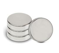 MAUL Imán de neodimio de 20 x 5 mm de diámetro (4 unidades), imanes para un uso versátil, imán redondo con diseño elegante y moderno, imanes fuertes para placa magnética, cinta magnética, plata