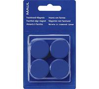 MAUL Imanes redondos MAULpro azul 4 piezas agarre seguro 0,6 kg | plástico resistente, ferrita fiable, formato compacto Ø 2,9 cm, acabado lacado, ideal para notas y planes