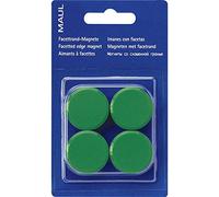 MAUL Imanes redondos MAULpro verde set 4 sujeción fiable | agarre seguro para notas, color verde visible, carcasa resistente a roturas, formato compacto, pack práctico de 4