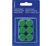 MAUL Imanes redondos MAULpro verdes 6 uds sujeción firme oficina | 0.3 kg de agarre por pieza,Ø 2 cm compacto,plástico resistente,ferrita lacada,ideal para notas