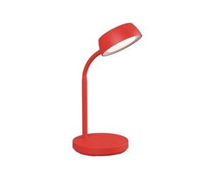 MAUL Lámpara de mesa LED MAULabby roja flexible luz cálida para escritorio | brazo adaptable, cabezal orientable, apoyo firme, encendido a mano, ambiente acogedor, fuente reemplazable