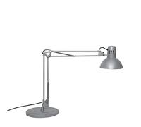 MAUL Lámpara de mesa MAULstudy plata brazo ajustable base estable | luz enfocada para trabajar, orientación flexible, apoyo seguro, protege el escritorio, casquillo E27 a elección