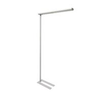 MAUL Lámpara de pie LED MAULjet plateada oficina 4000 K | iluminación directa e indirecta, confort visual UGR<19, base en U junto al escritorio, cuerpo metálico robusto