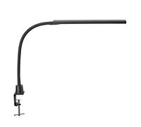 MAUL Lámpara escritorio MAULpirro LED regulable con pinza negra | luz cálida 3000 K, brillo en 4 niveles, manejo táctil cómodo, sujeción compacta, cabezal y brazo orientables