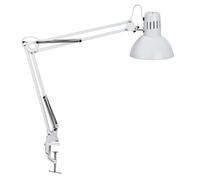 Lámpara de pinza LED MAULstudy, blanca, acero, altura 44 cm, E27 EC:EPREL:1559462
