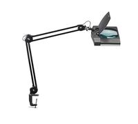 MAUL Lámpara lupa LED MAULvitrum negra con soporte de mesa ajustable