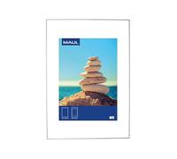 MAUL Marco B1 aluminio MAULdesign plateado 70x100 cm pared o mesa | perfil elegante, cierre rápido, esquinas reforzadas, cristal acrílico transparente, uso vertical u horizontal