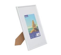 MAUL marco fotos A4 MAULart blanco brillante para pared y mesa | aspecto elegante, esquinas reforzadas, cierre rápido, cristal plástico claro, para colgar o apoyar