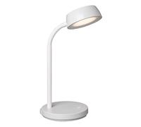 MAUL lampara escritorio LED MAULabby | Pequeña lampara de escritorio con soporte | Moderna lampara de mesa para escritorio | Lampara LED flexible con luz LED blanca cálida 3000K | Blanco