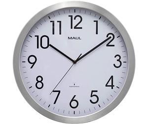 MAUL MAULmove, Reloj de Pared con Radio de 40 cm de diámetro, Elegante Reloj de Pared de Cristal Mineral, Ajuste automático de la Hora, Aluminio Resistente, diseño Moderno, para Oficina e Interior,