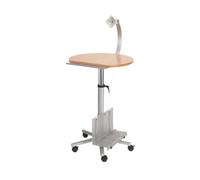 MAUL Mesa de pie marrón ajustable y móvil | altura continua 75-158.5 cm,tablero inclinable 10°,base estrella firme,5 ruedas con freno,canto tope práctico,carga 30 kg