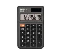 MAUL MS 8 Mini LCD Solar - Calculadora (8 dígitos), color negro | Pantalla clara, botones de fácil agarre, corrección rápida, apagado automático, cabe en el estuche y la mochila