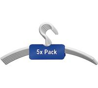 MAUL Percha Blanca MAULlena Pack 5 plástico Resistente | Diseño fino para armario, forma para camisas y chaquetas, gancho fijo brillante, set práctico de 5 unidades