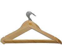 MAUL Percha de Madera MAULmira marrón con Barra para pantalón | set de 8 unidades, muescas para faldas, travesaño para pantalones, gancho cromado giratorio, armario ordenado