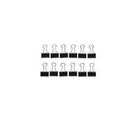MAUL Pinzas abatibles mauly® negras 15 mm paquete 12 metálicas | sujeción firme hasta 50 hojas, formato compacto para oficina, asas plegables para colgar, caja práctica de 12 unidades