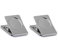 MAUL, Pinzas de papel con imán, acero, 40 mm de ancho, 23 mm de ancho de sujeción, 1,2 kg de fuerza de sujeción, color plateado claro, 2 unidades (Paquete de 2)