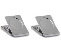 Maul - Pinzas de papel con imán (acero, 40 mm de ancho, 23 mm de ancho de sujeción, 1,2 kg de fuerza de sujeción, 1 unidad), color plateado (Paquete de 2)