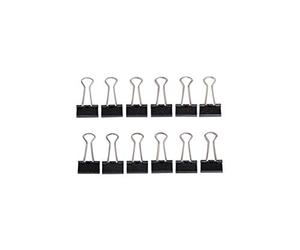 MAUL Pinzas originales MAULy (12 unidades) de 19 mm, fijación con 7 mm para sujetar hasta 70 hojas de papel, versátil en la oficina, como utensilios de cocina y en el hogar, color negro