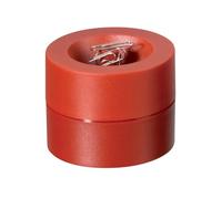 MAUL portaclips MAULpro Ø7.3x6cm | Organizador escritorio para clips oficina | Accesorio de escritorio con imán para la oficina | Incluye 15 pinzas | Elegante dispensador de clips | Rojo