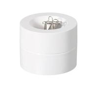 MAUL portaclips MAULpro Ø7.3x6cm | Organizador escritorio para clips oficina | Accesorio de escritorio con imán para la oficina | Incluye 15 pinzas | Elegante dispensador de clips | Blanco