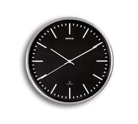 MAUL Reloj de Pared MAULfly Negro y Plata silencioso automático | hora precisa sin ajustes, lectura clara, marco aluminio elegante, cristal mineral robusto, montaje fácil, pila incluida