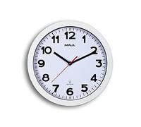 Maul Reloj de Pared MAULstep Blanco radiocontrolado silencioso | hora exacta automática, números claros, cristal mineral plano, marco resistente, diseño discreto para oficina y hogar