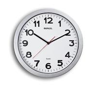 Maul Reloj de Pared MAULstep Plata Blanco Ø35 cm Oficina hogar | lectura clara de un vistazo, diseño atemporal para cualquier estancia, marco resistente, montaje sencillo, pila incluida