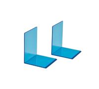 Maul Sujetalibros Azul acrílico Transparente Pack de 2 | estantería ordenada, diseño discreto brillante, formato compacto para escritorio, apoyo estable para libros