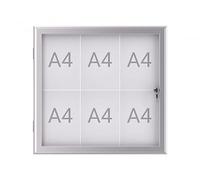 MAUL Vitrina anuncios MAULexcite Plata aluminio 6 A4 con cierre | Comunicados bien visibles, apta para interior exterior, cristal ESG resistente, fondo magnético lavable, montaje mural fácil