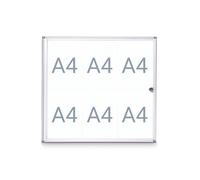 Maul Vitrina anuncios MAULextraslim Plata Aluminio 6 A4 apaisada | diseño extrapiano para pasillos, cierre con llave para avisos protegidos, fondo magnético escribible, cristal acrílico ligero