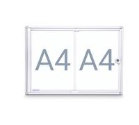 Maul Vitrina de anuncios A4 MAULextraslim | Vitrina expositora para 2X DIN A4 | Tablón de anuncios con Marco de Aluminio y Puerta de Cristal | Diseño extraplano Que Ahorra Espacio | con Cerradura
