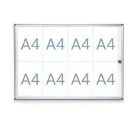 MAUL vitrina de anuncios A4 MAULextraslim | Vitrina expositora para 8 x DIN A4 | Tablón de anuncios con marco de aluminio y puerta de cristal | Diseño extraplano que ahorra espacio | Con cerradura