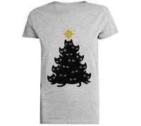 Maullido De Navidad Camiseta Gris Femenina Camiseta De Manga Corta para Mujer Unisex Black tee Baggy Oversized T-Shirt