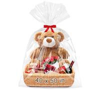 Mauproy Bolsas de celofán extragrandes de 40 x 50 pulgadas, 6 bolsas de almacenamiento de plástico transparente jumbo de 3 mil de grosor para cestas de regalo, graduación, cumpleaños, baby shower