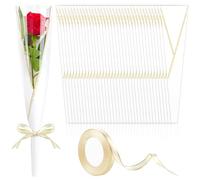Mauproy Paquete de 100 fundas individuales para rosas, bolsas de embalaje de flores individuales con cintas para graduación, boda, cumpleaños, suministros de floristería (blanco)