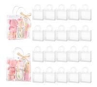 Mauproy Paquete de 20 bolsas de regalo de plástico transparente con asas, bolsas de recuerdo de fiesta con cintas y etiquetas, bolsas de regalo reutilizables para bodas, cumpleaños, baby shower (9.8 x