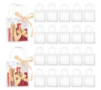 Mauproy Paquete de 50 bolsas de regalo de plástico transparente con asas, bolsas de recuerdo de fiesta con cintas y etiquetas, bolsas de regalo reutilizables para bodas, cumpleaños, baby shower (5.9 x